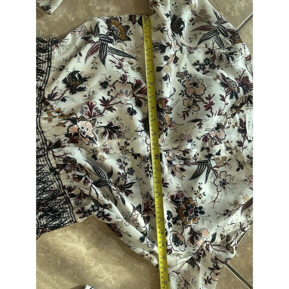 ALC A.L.C. 12 Silk Mini Blouson Floral Dress Ruffle Accent Long Sleeve - Picture 8 of 8